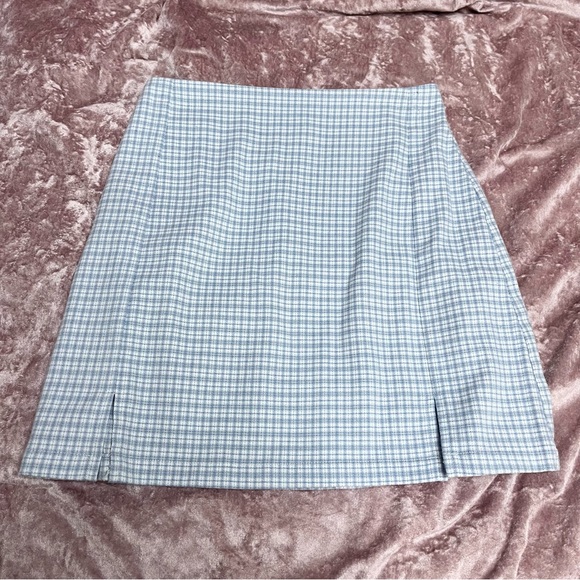 Brandy Melville Dresses & Skirts - Brandy Melville soft blue plaid mini skirt